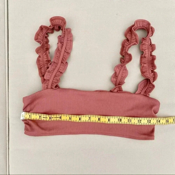 Free People x Beach Riot Ruffle Madeline Bikini Swim Top Large Pink - Picture 6 of 10